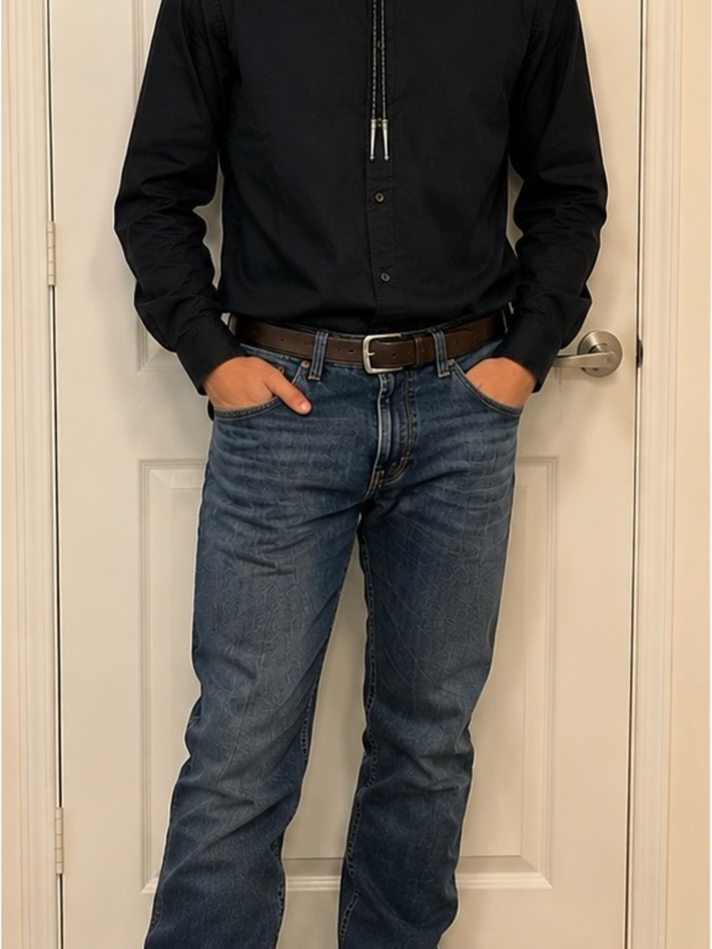 Claiborne Classic Fit Stretch Black Button-Up Shirt Men’s XL